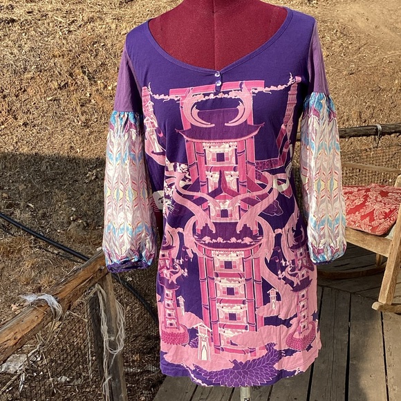 Custo Barcelona Dresses & Skirts - Rare Custo Barcelona Boho Temple Shirt Dress Size M Hippie Festival Bohemian